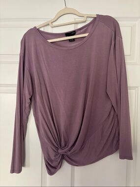 Aqua Dusty Mauve Knot-Front Long Sleeve Top